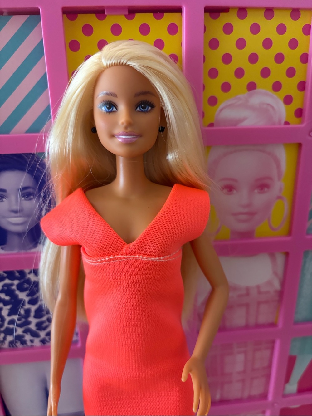 Barbie Coral Pink Dress Blonde Doll